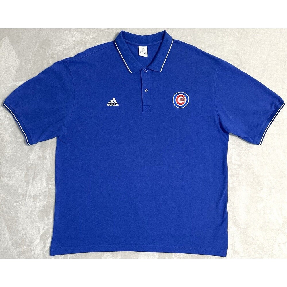 adidas Chicago Cubs Men's 2XL Blue MLB Embroidered Polo Shirt Short Sleeve
